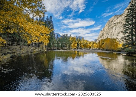 Merced River with reflections on an autumn morning | Yosemite National Park, California, USA