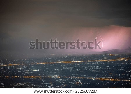 Lightning in the rainny season at Chiang Mai, Thailand