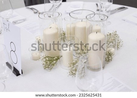 Wedding white candles. White candle decor.