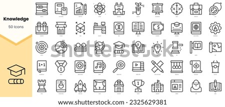 Set of knowledge Icons. Simple line art style icons pack. Vector illustration