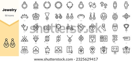Set of jewelry Icons. Simple line art style icons pack. Vector illustration Royalty-Free Stock Photo #2325629417