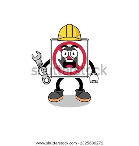 Character Illustration of no U turn road sign with 404 error , character design
