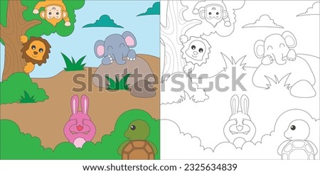coloring animals playing hide and seek