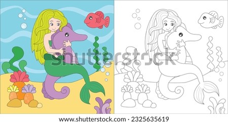 coloring mermaid for kids activity