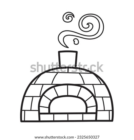 antique pizza oven drawing, cute cartoon style illustration