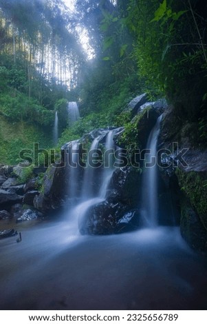 Grenjengan Twin Waterfall is located in Central Java, Indonesia..still natural, the place is fun to take pictures with natural themes