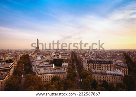beautiful panoramic view of Paris Royalty-Free Stock Photo #232567867