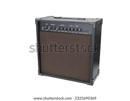 guitar amplifier isolated on white background, clean and overdrive chanel with EQ and delay and reverb effect Royalty-Free Stock Photo #2325690369