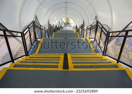 View of Overpass or Pedestrian bridge in the morning, empty, no people Royalty-Free Stock Photo #2325692889