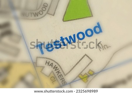 Testwood near Southampton in Hampshire, England, UK atlas map town name tilt-shift