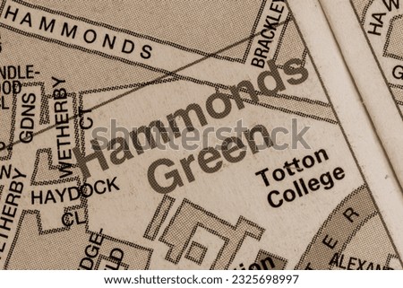 Hammonds Green near Southampton in Hampshire, England, UK atlas map town name in sepia