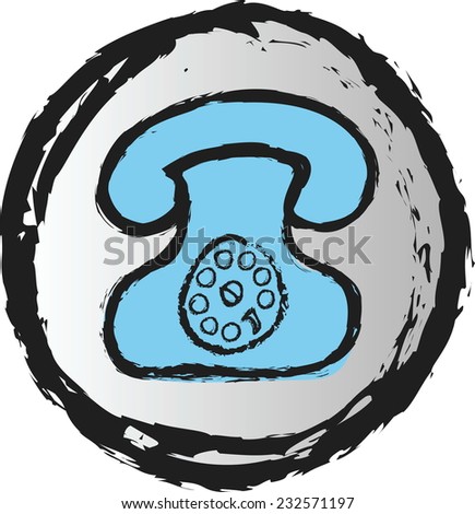 doodle phone icon vector