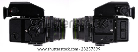 medium format camera  left and right profile isolated on white background
