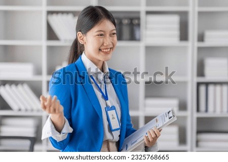 business consulting, collaboration, business asian woman working in office, analytics banner background	Financial and Accounting business concept.