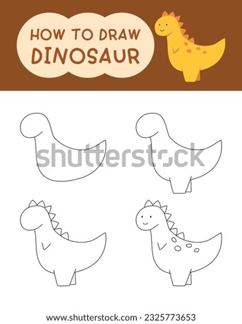 How to draw cute dinosaur cartoon for coloring book