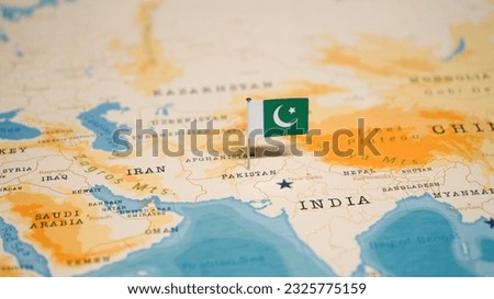 The Flag of Pakistan on the World Map. Royalty-Free Stock Photo #2325775159