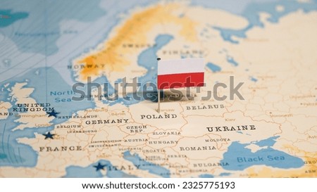 The Flag of Poland on the World Map. Royalty-Free Stock Photo #2325775193