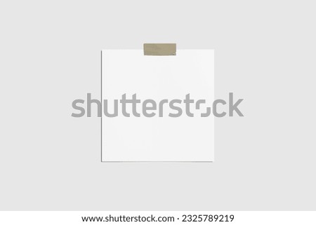 Moodboard template composition with blank photo cards, torn paper, glued polaroid frames with yellow adhesive tape and isolated on white for easy editing.3D render, 3D illustration