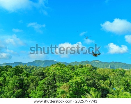 View of mountains and blue sky.