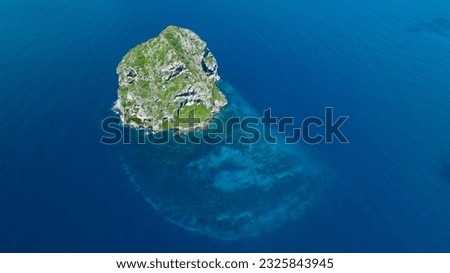 Drone picture of Diamond Rock in Le Diamand, Martinique, Caribbean