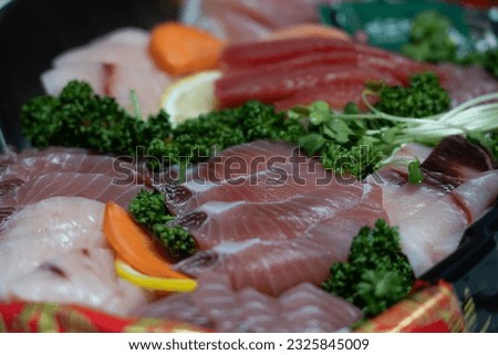 Sliced Raw Fish which is called Saengseon-hoe, Korean Food