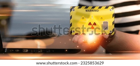 Hazardous substance warning: Biohazard symbol, hazard signs in laboratory - concept art depicting safety and potential risks