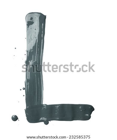 Letter L character hand drawn with the oil paint brush strokes, isolated over the white background Royalty-Free Stock Photo #232585375