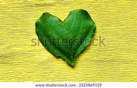 I picked up a leaf in the shape of a heart. Put it on a yellow paper and I had a picture like this.