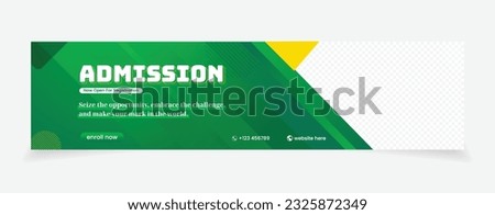 admission web banner or social banner template premium. green gradient color abstract background