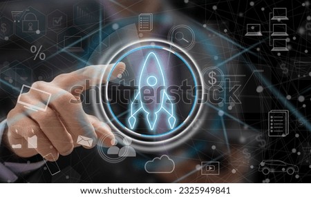 Start Up Business of Creative People Concept - Modern graphic interface showing symbol of entrepreneurship, fund, and project plan to start a new small business by smart group of entrepreneur. Royalty-Free Stock Photo #2325949841
