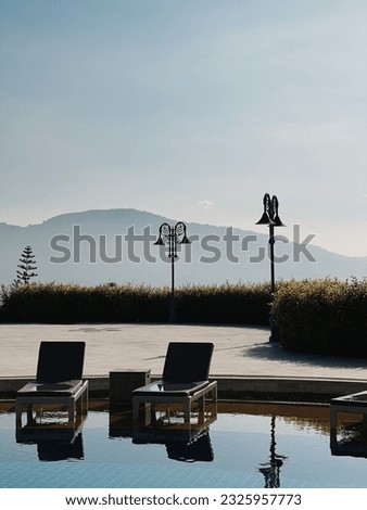 Hotel mountain and swimming pool view