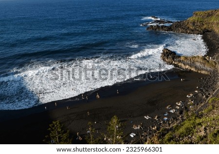 view of Playa El Bollullo - beach in Puerto de la Cruz on Tenerife island (Canary Islands, Spain)