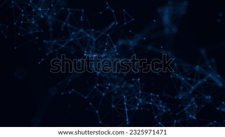 Abstract digital connection moving dots and lines. Technology background. Network connection structure. Royalty-Free Stock Photo #2325971471