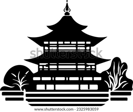 Icon concept of a shrine pavilion, golden, vector illustration, icon