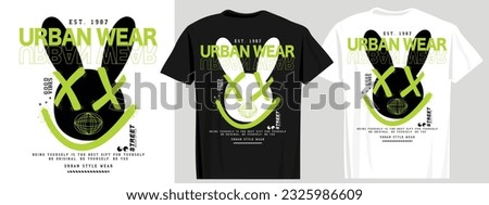 Urban street grunge typography and emoji face. Vector illustration design for fashion graphics, t shirts, prints, posters, gifts, stickers.