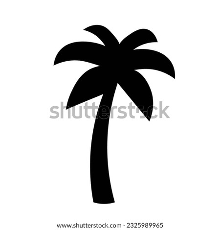 Black vector single palm tree silhouette icon isolated. Silhouette palm tree icon design isolated on white background.