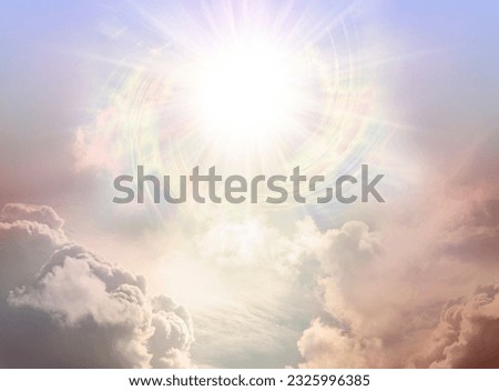 Glorious Divine Intelligence  Vortexing Starlight Sky - a massive high altitude spiraling star sun burst above golden yellow moody cloudscape with copy space for healing spiritual messages
 Royalty-Free Stock Photo #2325996385