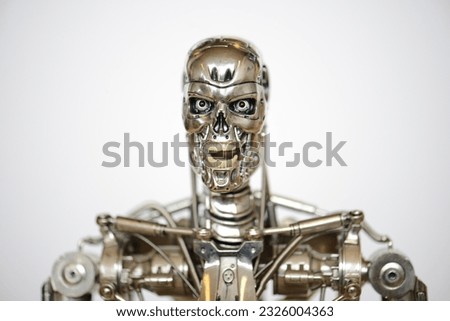 Robot terminator on white background
