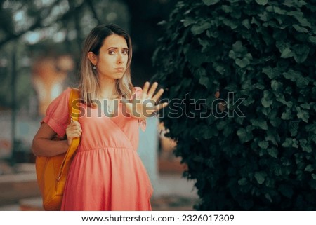 
Funny Woman Saying Stop Setting Personal Boundaries. Girlfriend making halt gesture with her palm declining advances 
 Royalty-Free Stock Photo #2326017309