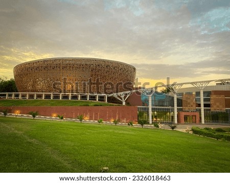 Mahatma Gandhi conversion hall situated in the heart of Niamey. its a beautiful architecture which was a gift from india to Niger.  Royalty-Free Stock Photo #2326018463