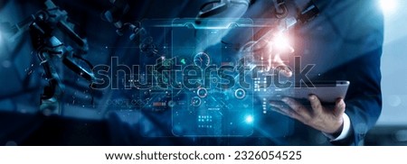  Industry 4.0, the advancement of AI technology and software, has made industrial workflows faster and more accurate. It is a revolution in the industry of the future and enters a completely new era. Royalty-Free Stock Photo #2326054525