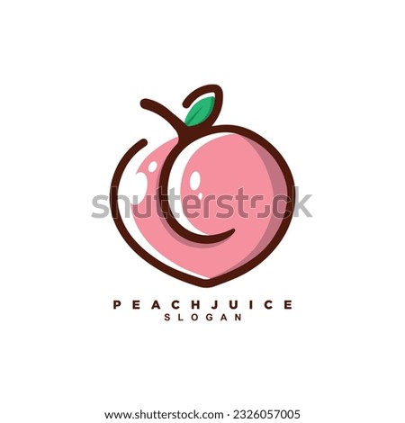 Fresh peach fruit logo design. juicy peach logo for your brand or business Royalty-Free Stock Photo #2326057005