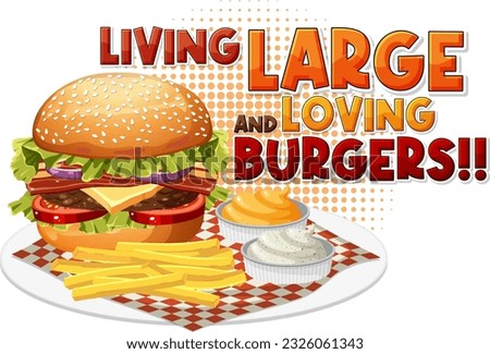 Living large and loving burgers icon cartoon illustration