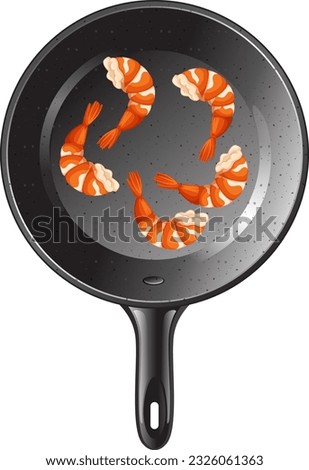 Shrimp on a pan isolated illustration