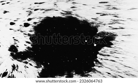 Ink stains. Grunge universe. Wet blot on uneven abstract background with defocused motion blur lines spreading on light texture. Royalty-Free Stock Photo #2326064763