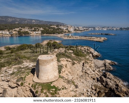 old defense tower of the islet of Illetes, Calvia, Mallorca, Balearic Islands, Spain