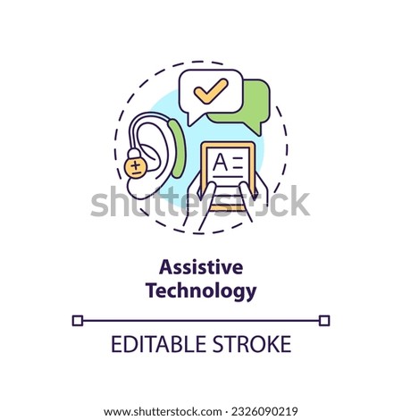Assistive technology concept icon. Students with disabilities. Special education. Equal access. Web accessibility abstract idea thin line illustration. Isolated outline drawing. Editable stroke Royalty-Free Stock Photo #2326090219