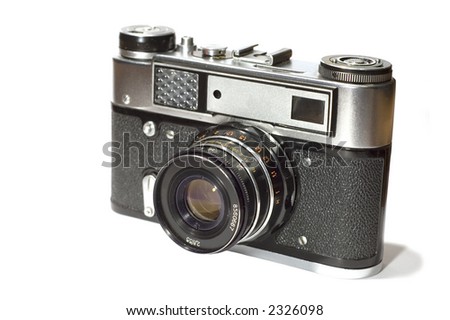 series object on white: isolated - Old camera - reflex camera
