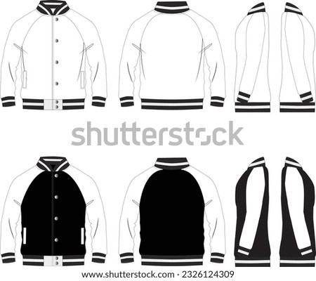 Varsity Jacket Raglan Sleeves Fashion Template Royalty-Free Stock Photo #2326124309