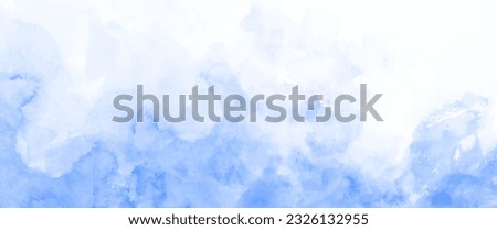 Blue watercolor vector art background for cards, flyer, poster, banner and cover design. Clouds, heaven, sky. Hand drawn illustration for your design. Watercolour texture. Grunge backdrop. Ice. Cold.	